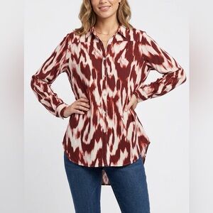Fig and Flower Burgundy and Cream Button-Down Shirt